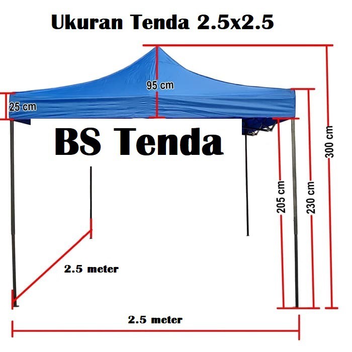 Tenda Lipat 2.5x2.5 Lengkap Dinding Polos 3 Sisi