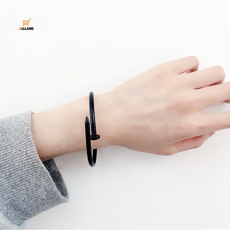 Creative Simple Metal Nail Shape Couple Bracelet/ Trend All-match Opening Bangle/ Valentine's Day Men Women Wrist Jewelry