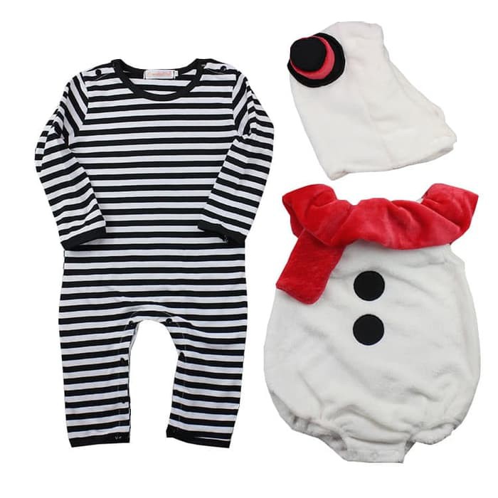 Snowman romper kostum natal anak Baby christmas costume