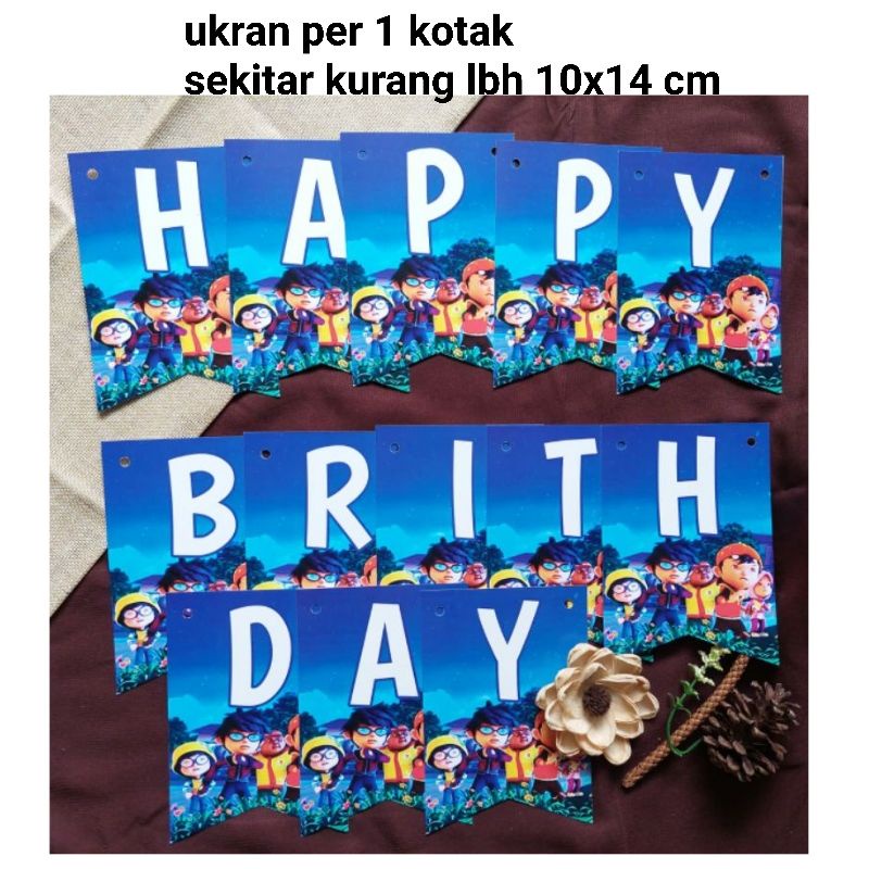 banner bunting garland flag happy birthday ulang tahun karakter boboiboy boboi boy