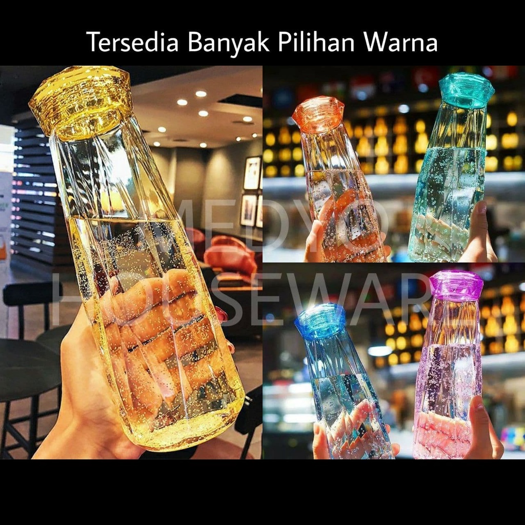 Botol Minum Kaca Kristal Diamond Botol Tumbler Unik Crystal 450ml-2