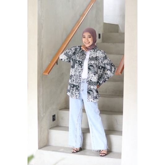 Kemeja Wanita/ Kemeja Wanita Motif oversize /Clody Pattern Army