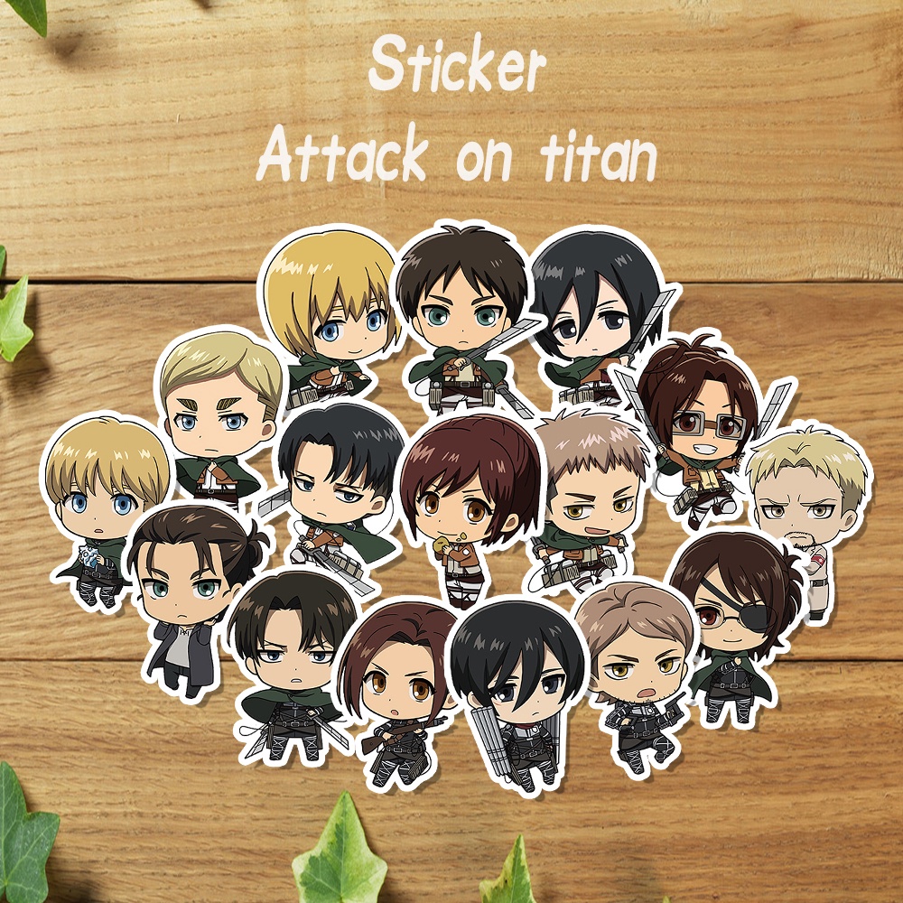 

Sticker Anime Attack on Titan / Stiker Pack Shingeki no Kyojin Eren Levi Mikasa