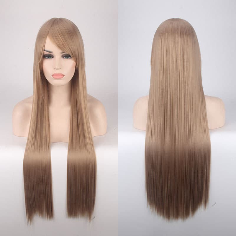 K026-22 wig base linen ash blonde lurus 80 cm cosplay rambut palsu