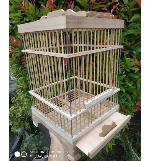 Muraaaahh.. Sangkar Burung Pleci Kayu Jati Kotak Mentahan Kecil Mini