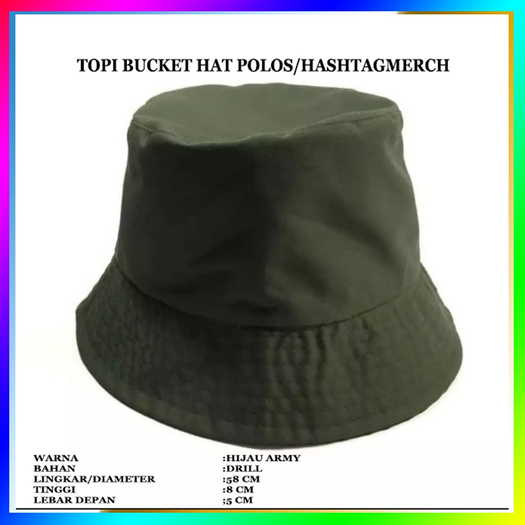 COD Topi Bucket Hat Polos Model Korea Pria Wanita Unisex Ukuran Dewasa Bahan Premium Warna Hijau Arm