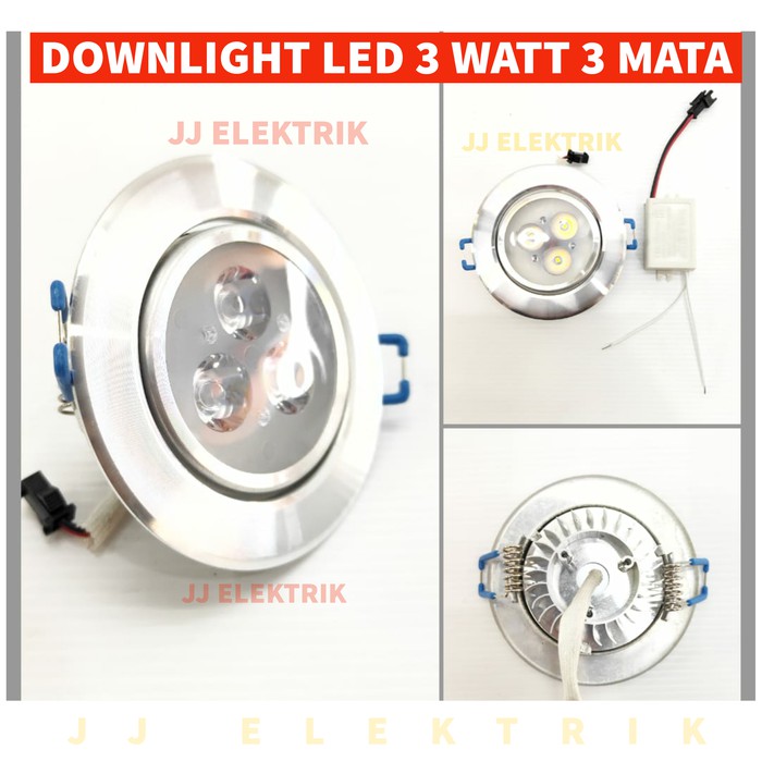 Lampu Downlight LED 3W 3 Watt 3 Mata Kuning Warmwhite Bergaransi