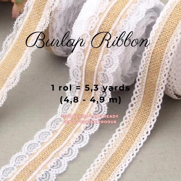 

Premium Product!!! Pita Burlap 5 Yard Rustic Renda Lace Vintage Decor Kain Goni Craft - Paling Diminati