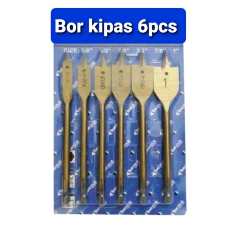 Mata bor kayu KIPAS 6 pcs Flat wood drill bit woodworking skls benz