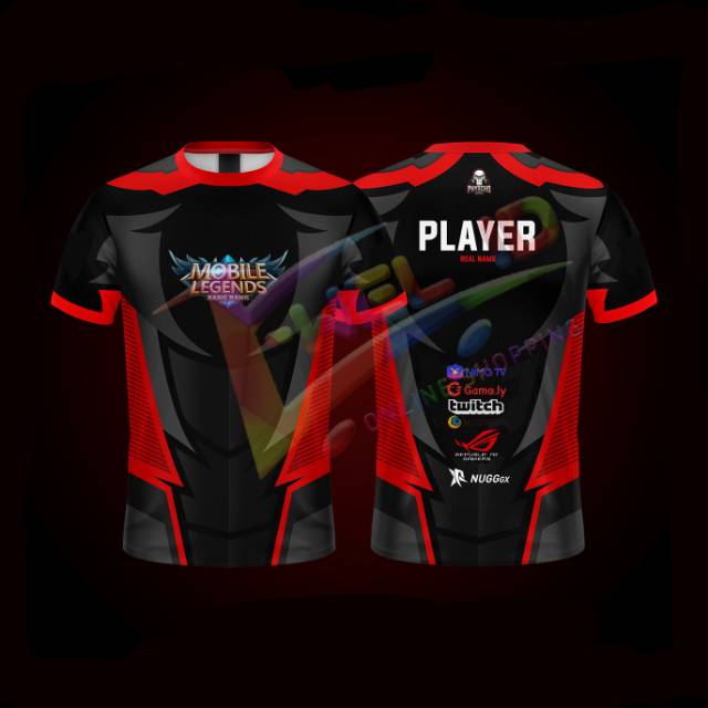 Baju jersey gaming custom gratis logo nama mobile legends