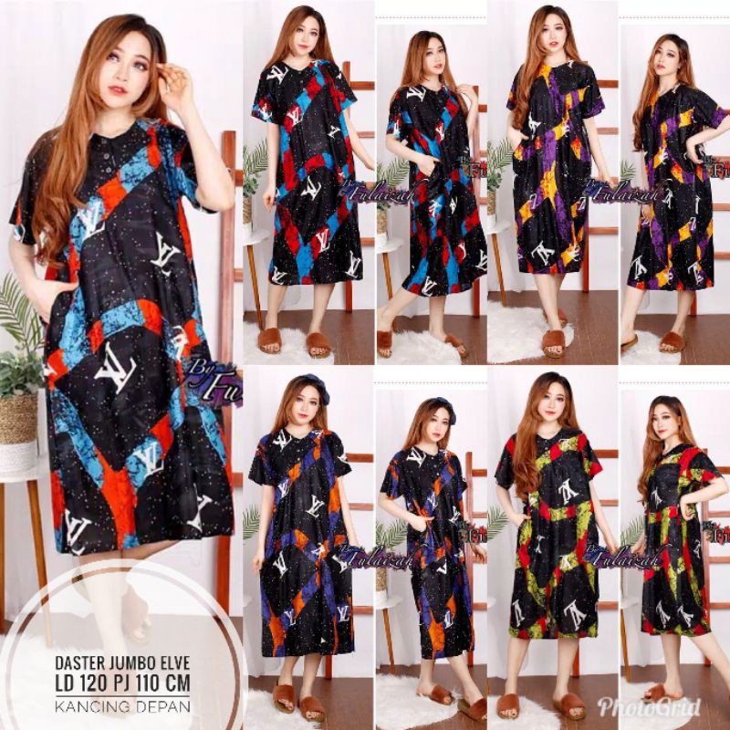 DASTER JUMBO ODREA NICOLETTA DADA KANCING BUSUI BIG SIZE RAYON HALUS ADEM LENGAN PENDEK-DSJ ELVE