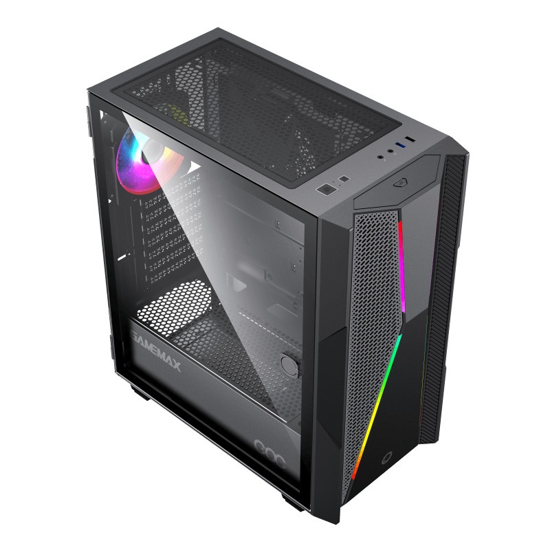 Casing Komputer Gamemax Typhoon COC Free 1 Fan RGB ATX Gaming Case