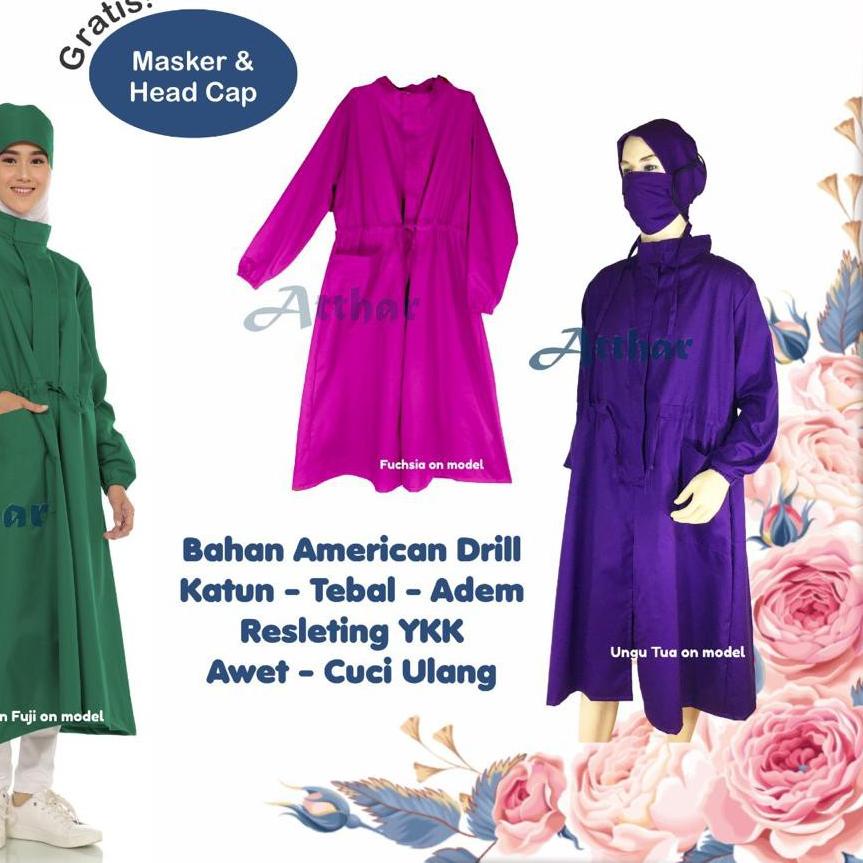 ☺ H5 Hazmat Baju Bedah Operasi Surgical Gown Katun Tebal Adem Resleting Ykk ♀