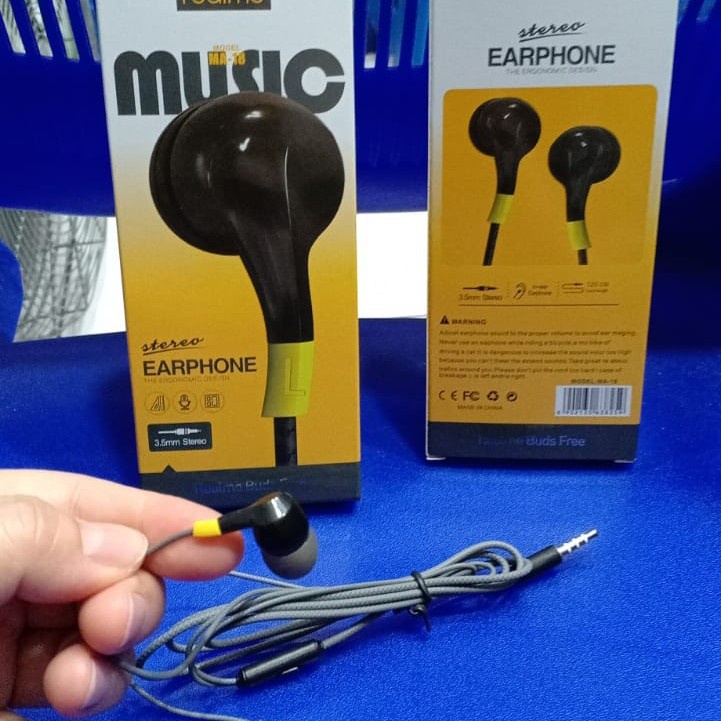 Earphone Realme M18 stereo bass music telfon headset mic