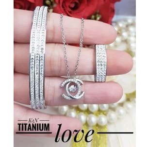 Titanium Set Perhiasan Putih mNN9