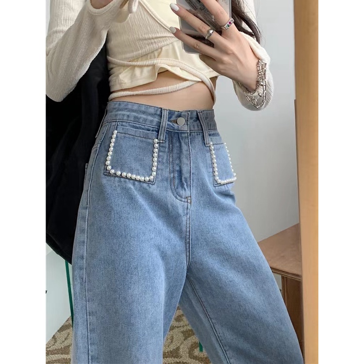 Korean Style Celana Jeans Highwaist Wanita Kekinian  Boyfriend Jeans