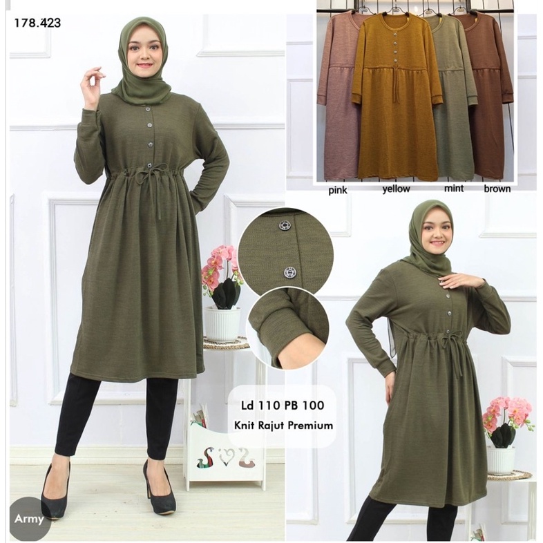 Alula Tunik - Tunik Kaos Rajut Premium LD100+ Melar / R.14 - 473