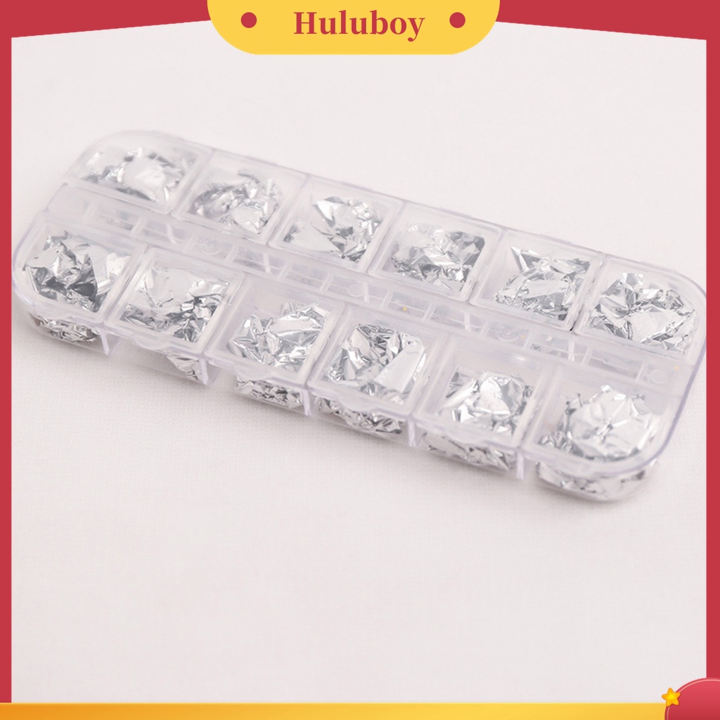 Huluboy Huluboy♡ 12 Grids / Box Kertas Foil Warna Emas Multifungsi Untuk Nail Art