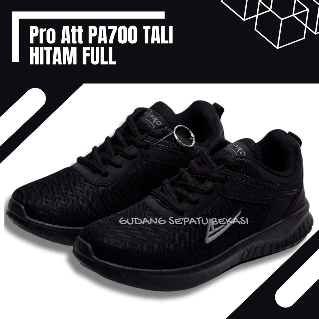 SEPATU ANAK SEKOLAH LAKI LELAKI & PEREMPUAN SNEAKERS CASUAL SD SMP PRO ATT PA 700 HITAM PUTIH-PA700 TALI H.FULL