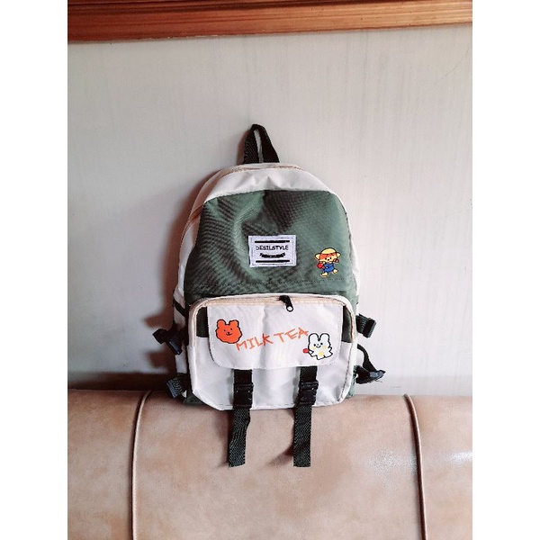 BIG RAMADHAN SALE TAS RANSEL WANITA KOREAN STYLE/HARAJUKU STYLE/TAS SEKOLAH SD SMP SMA #TASGAMBARMILKTEA-Milk Tea Army