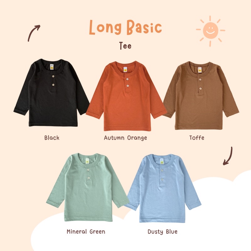 Yobebee Kaos Long Basic Tee Polos Anak Laki Laki Usia 2 4 6 8 9 Tahun Kaos Henley Kancing Model Tangan Panjang Baju Atasan Kids Cotton Combat Lembut Strech Boy Tee Shirt Model Casual Santai Kaos Anak Cowok Cewek Unisex Perempuan