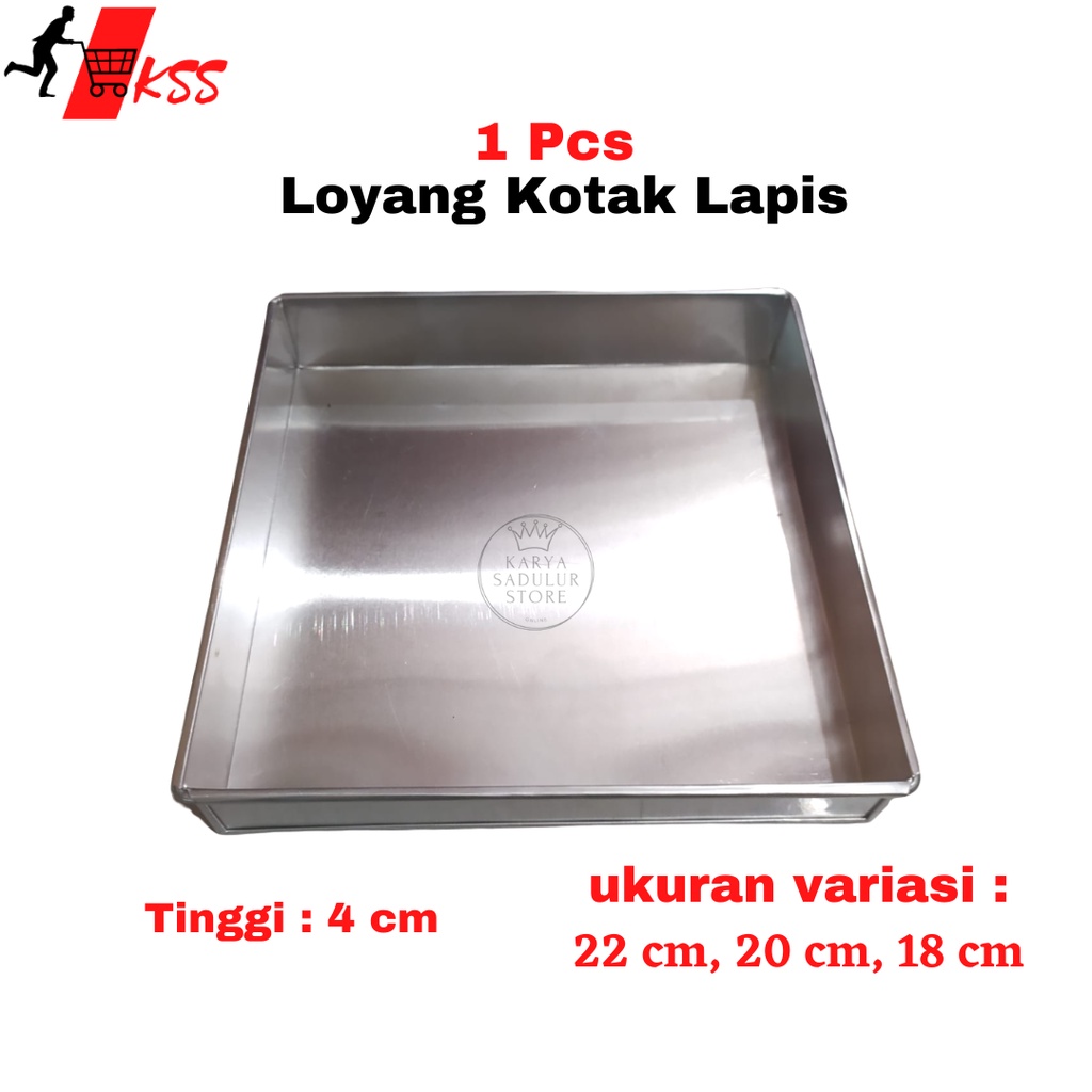 1 Pcs Loyang Kotak Lapis ukuran 22-20-18 cm Alumunium Harga Satuan / Loyang Kue Bolu 22 cm,20 cm,18 