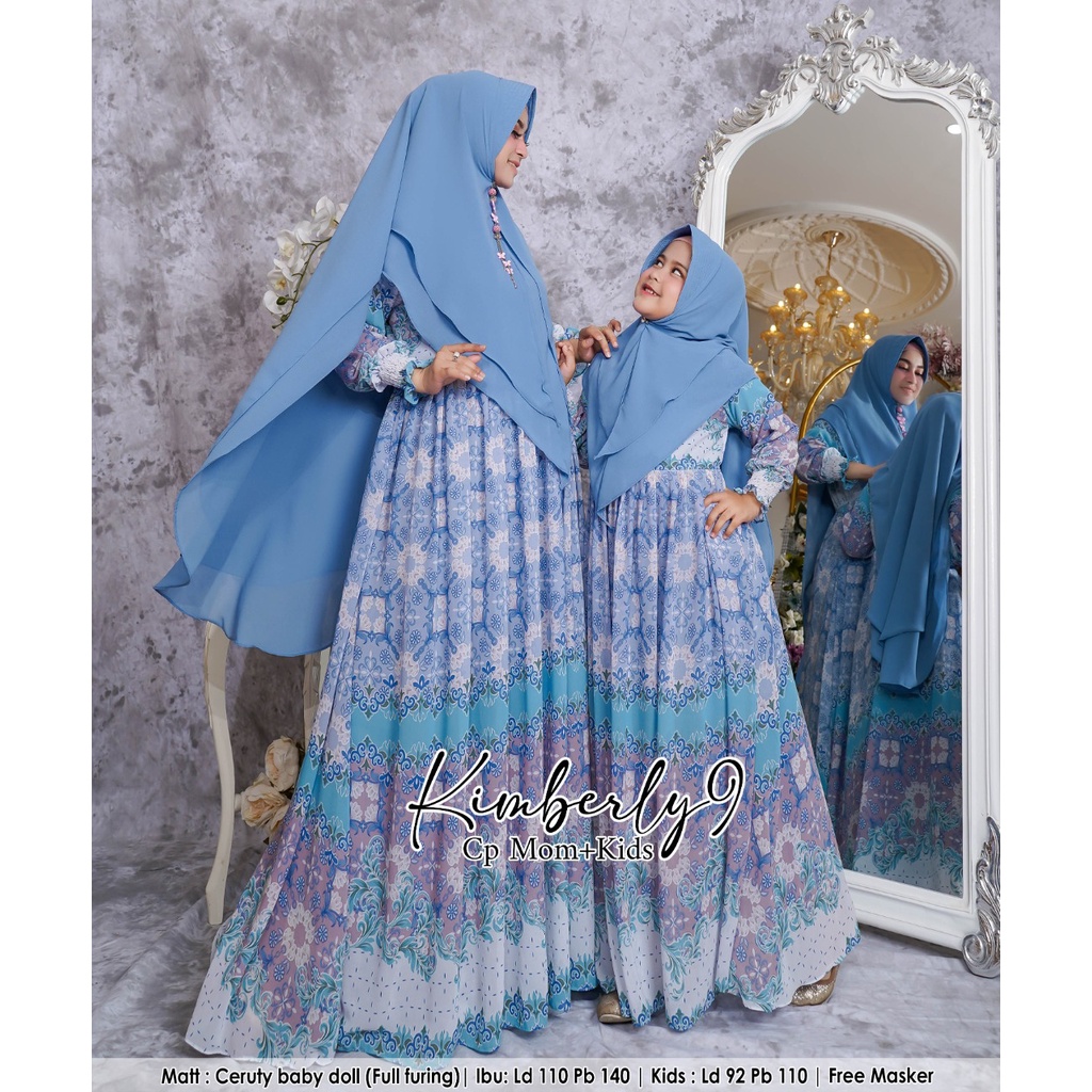 Humaira99 Gamis syari Original couple keluarga ibu&anak muslimah set khimar Cp kimberly 2/9