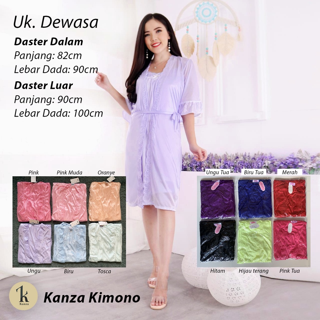 Daster Kimono Trikot / Kimono Lingerie Dress 2in1 / Daster Tidur / Kimono Renda