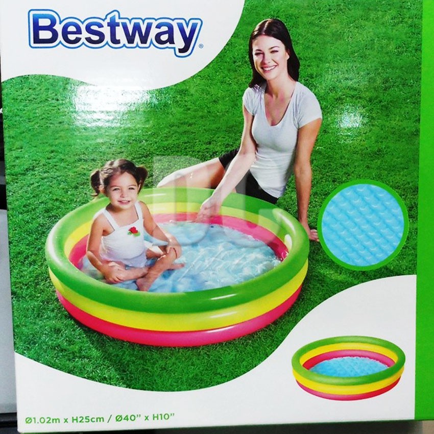 MALANG bs GOJEK Kolam Renang Anak Bestway 3 Ring Rainbow 51104 diameter 102 cm tinggi 25 cm