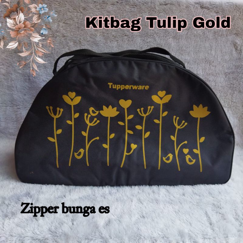 Tas KITBAG TULIP GOLD ( Zipper bunga Es ) / tas travel tulip