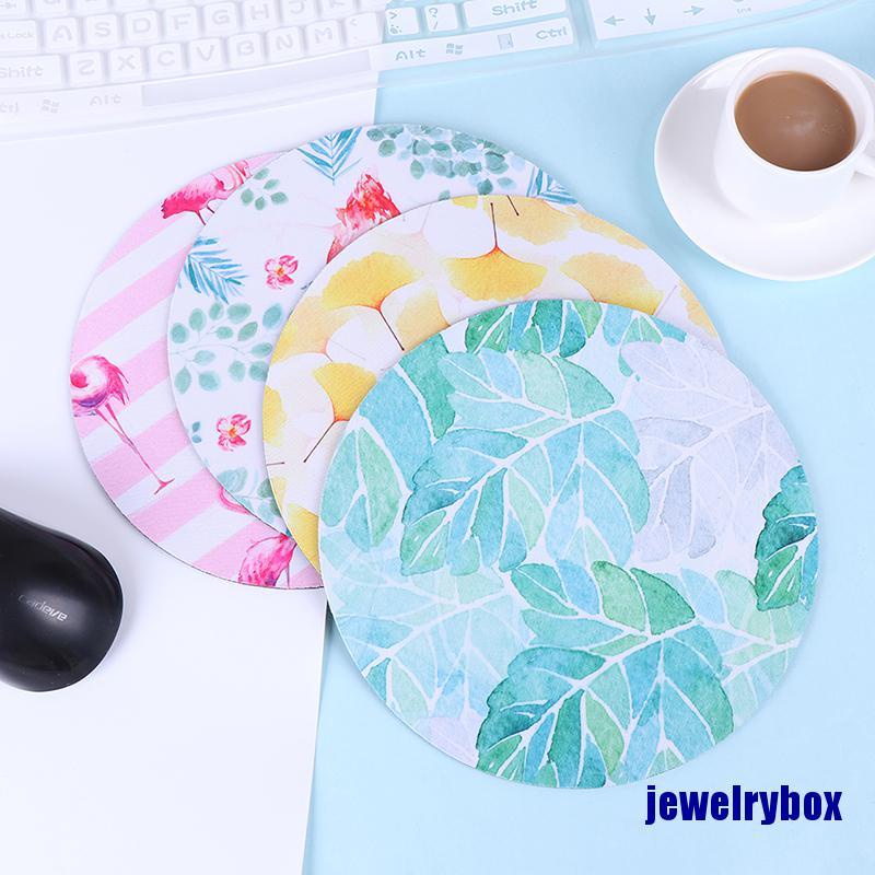 Mouse Pad Bentuk Bulat Motif Flamingo Bahan Karet Anti Slip