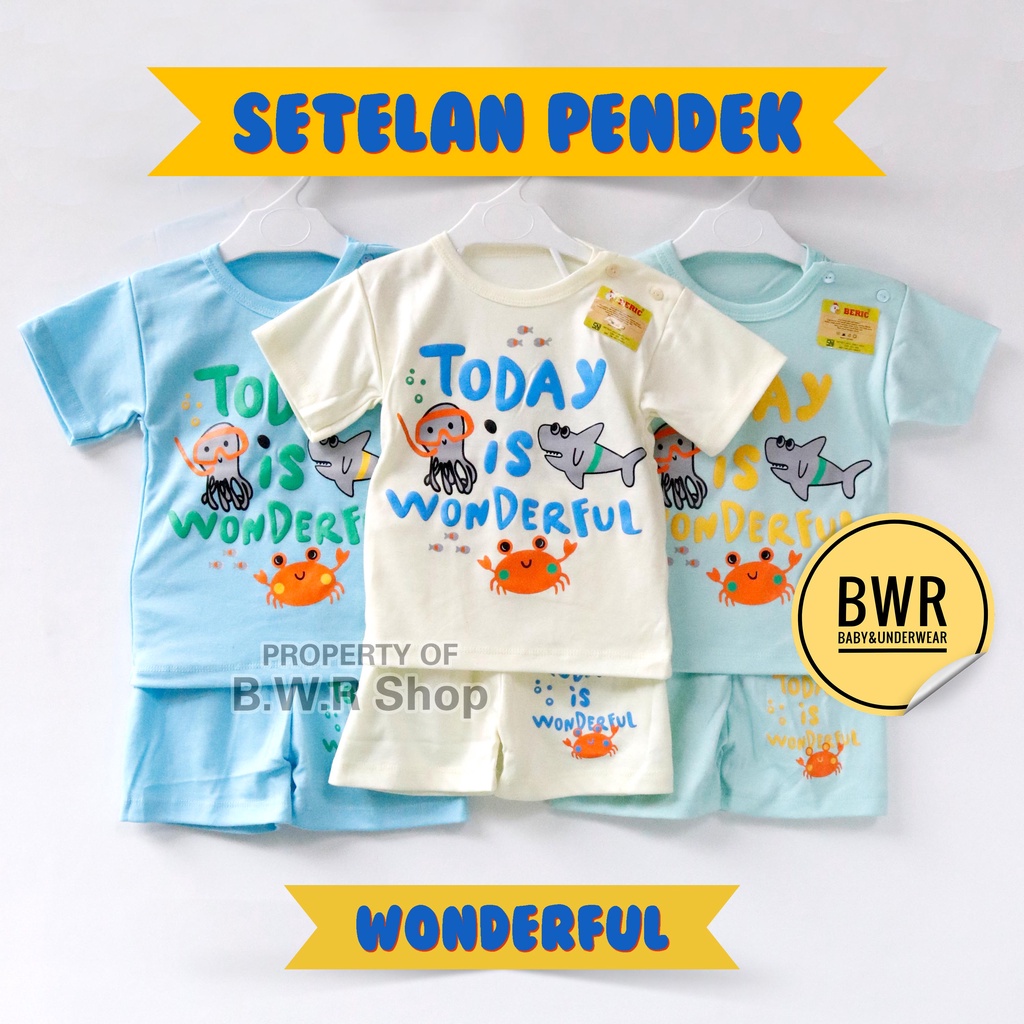 Setelan BERIC PENDEK WARNA Motif Lucu / Setelan Anak Unisex 1-2 Tahun / Piyama Anak Pendek | Bwr IX