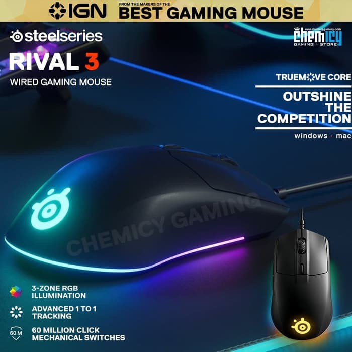 Steelseries Rival 3 TrueMove Core Wired Gaming Mouse