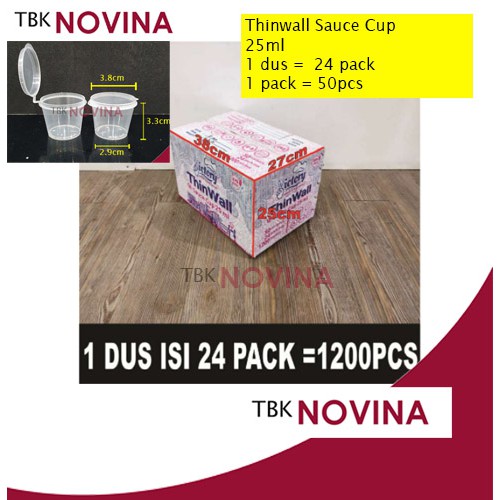 [1 DUS = 1200pcs ] Thinwall Cup 25ml Plastik Tempat Saos Cup Sambel Per Dus 1200PCS