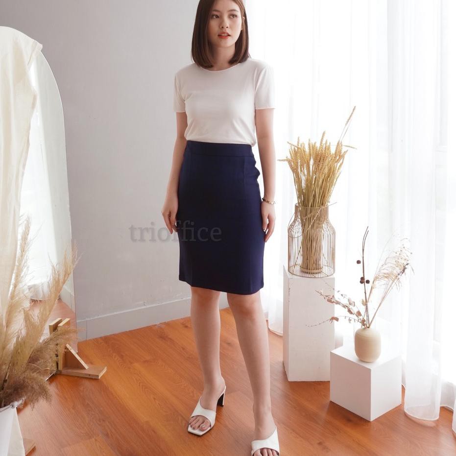 ❇ Rok Span Hitam Kerja Formal Selutut 3/4 ✾