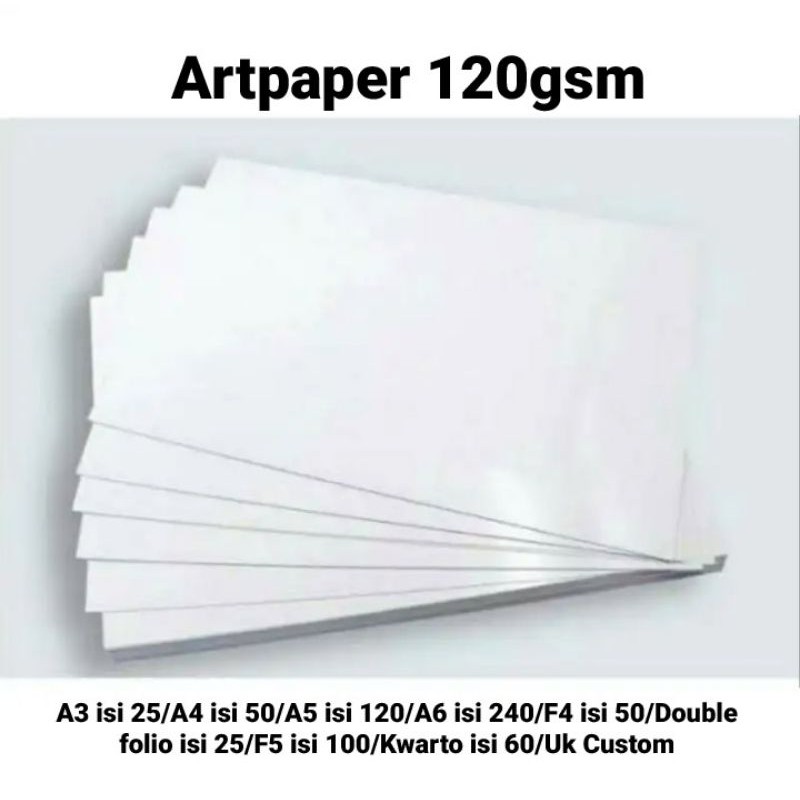 

Kertas Brosur Artpaper 120gsm A3 A4 A5 A6 Double Folio F4 F5