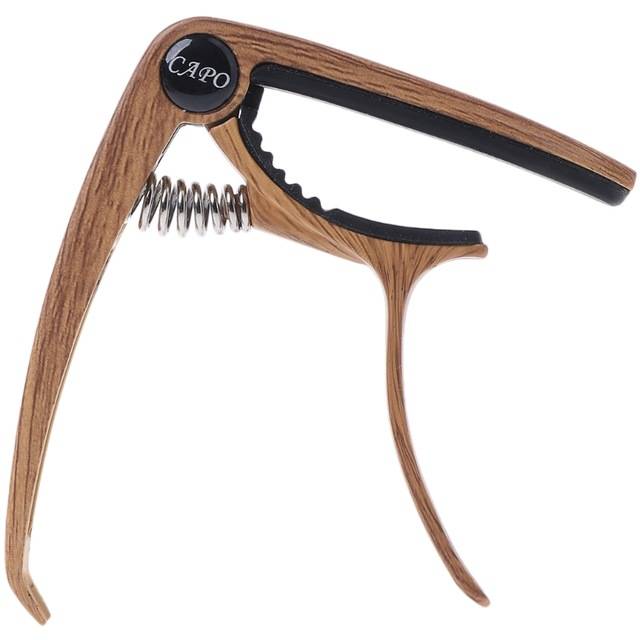 Capo gitar besi plus pin puller warna kayu natural / penjepit sebar plus pencabut pin bridge gitar