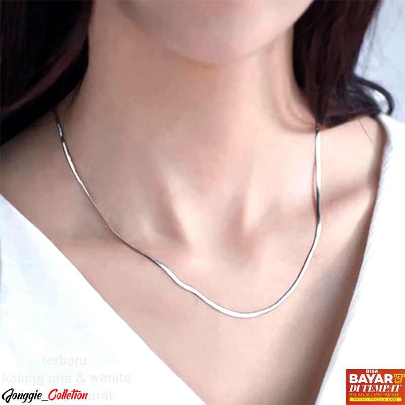 Kalung Titanium Pria Anti Karat Wanita Cowok Asli Keren Silver / Emas /silver /Rantai Cowo