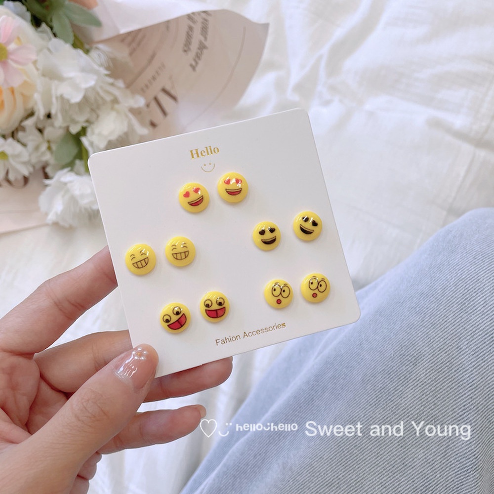 Anting Tusuk Sterling Silver 925 Model Kartun Smiley Face Lucu Untuk Wanita 2021