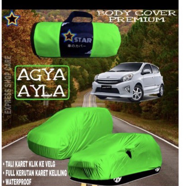 sarung mobil premium polos hijau stabilo