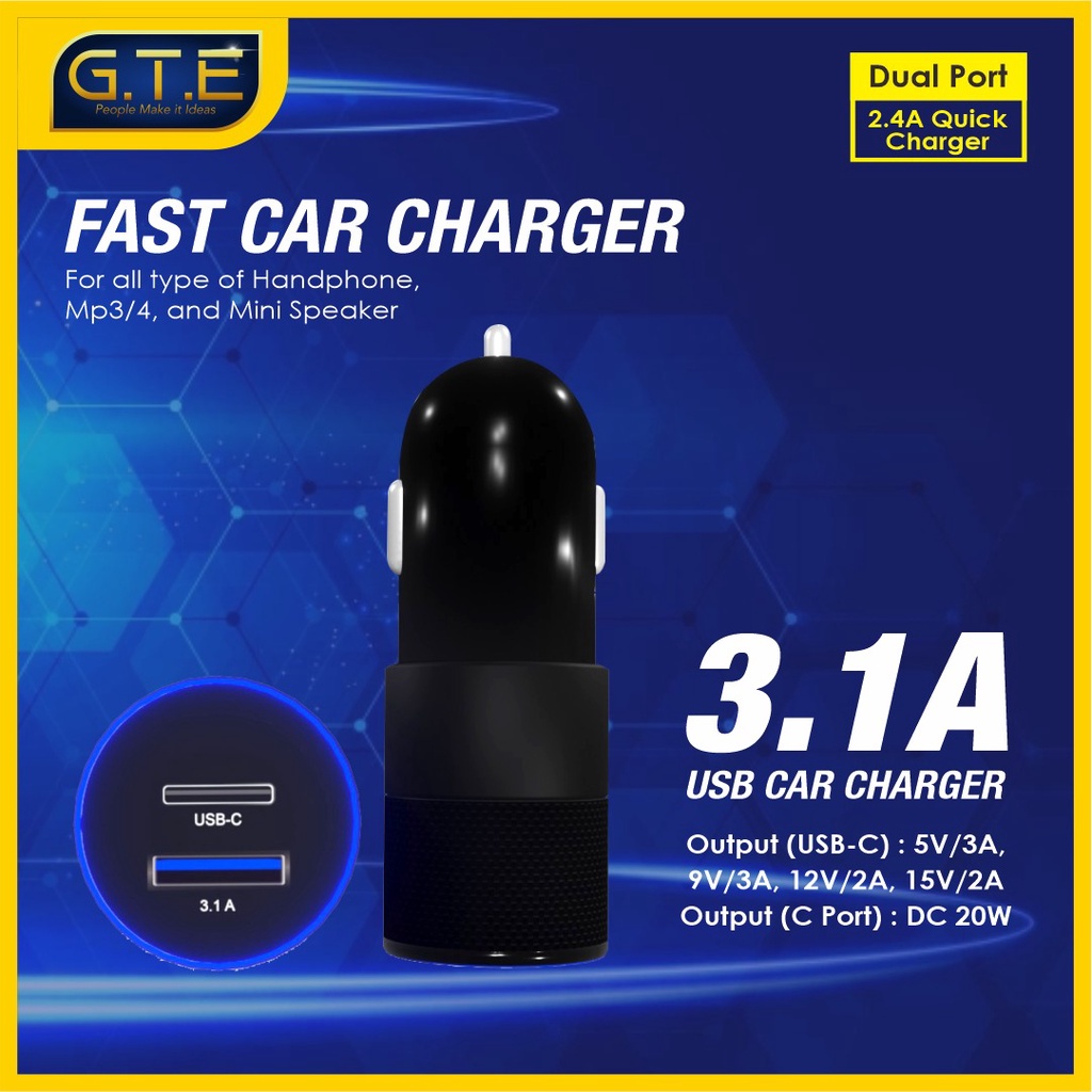 GTE CHARGER MOBIL / GTE CHARGER MOBIL MURAH / CHARGER MOBIL HITAM