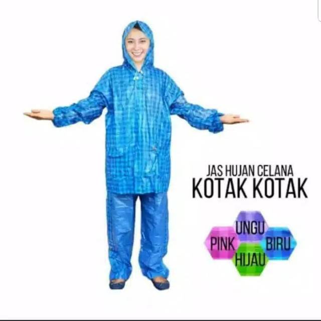 Jas Hujan Jaket Celana KOTAK-KOTAK Elmondo 928