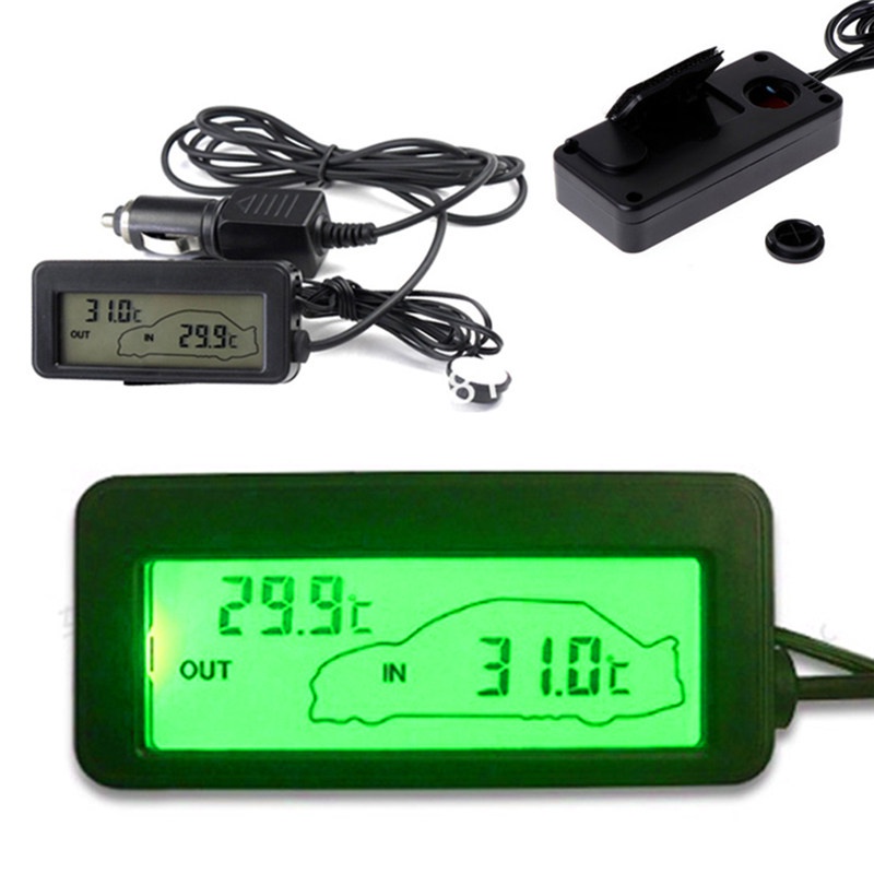 Tk Termometer Digital 12v Display Lcd Dengan Kabel 1.5m Untuk Mobil / Indoor / Outdoor