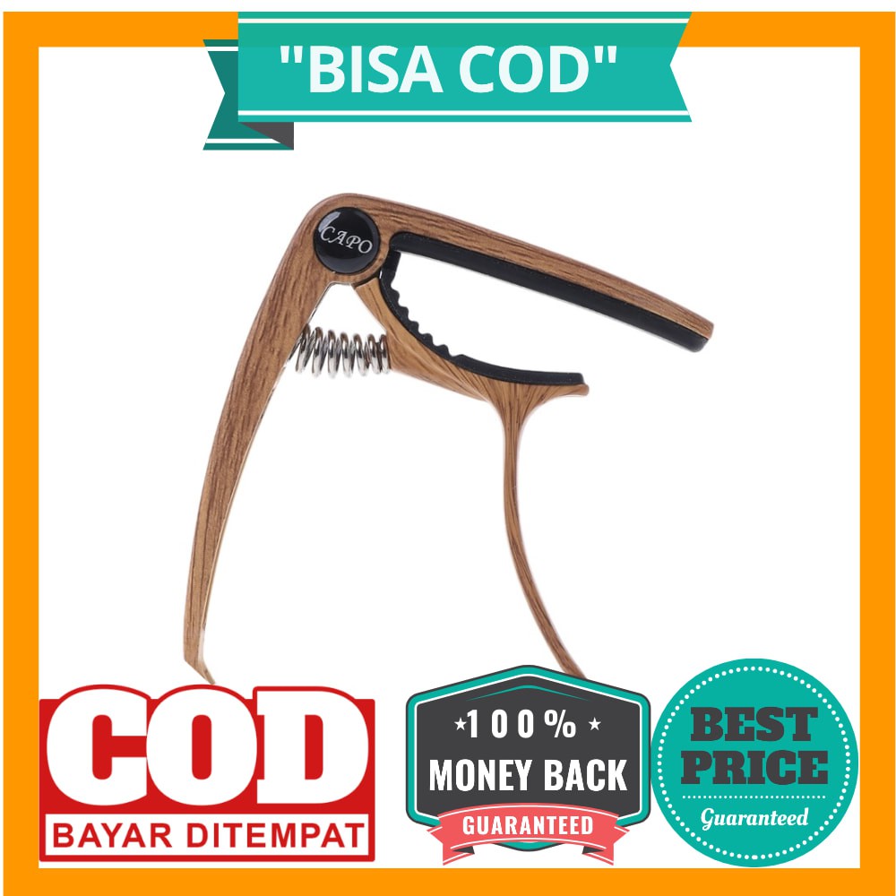 BISA COD SLOZZ Capo Gitar Aluminum Alloy Wood Design with Bridge Pin Remover - QBJ - Dark Brown