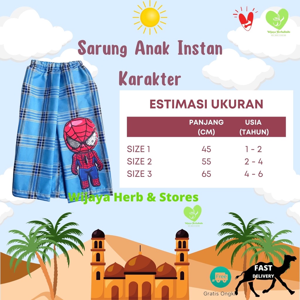 [Super Hero] Sarung Anak Instan Karakter Unik - Spiderman &amp; Captain America - Sarung Rok Anak Bahan Katun - Usia 1 s/d 6 Tahun - Sarung Balita Instan - Sarung Anak SD - Kain Sarung Anak Laki - Laki