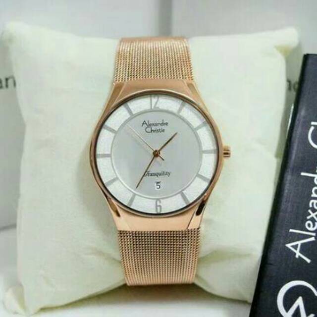 ORI ASLI 100% Best Seller ALEXANDRE CHRISTIE AC 8331 COUPLE HARGA SATUAN ROSEGOLD WHITE ORI Premium