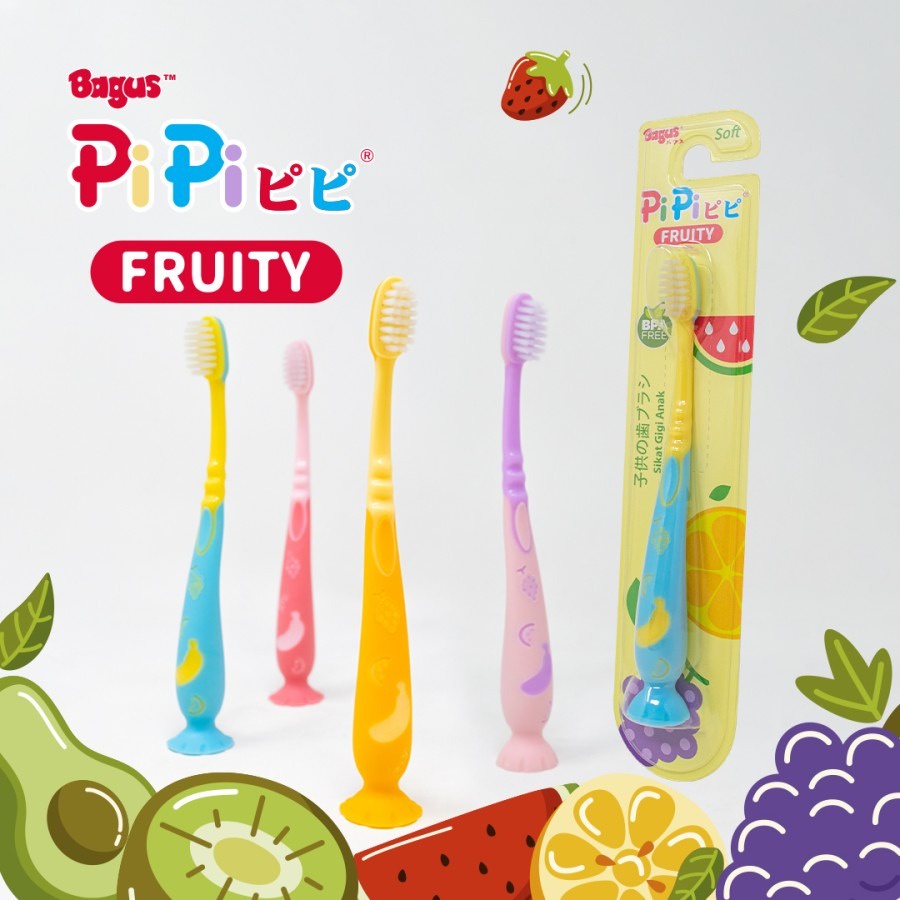 Bagus PiPi Fruity Kids Toothbrush | Sikat Gigi Anak Lembut + Suction