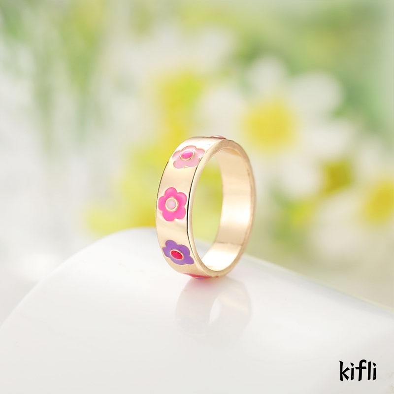 Fashion Sederhana Macarons Bohemian Kartun Cincin,Cinta Smiley Bunga Bintang Seri,Cincin Pasangan