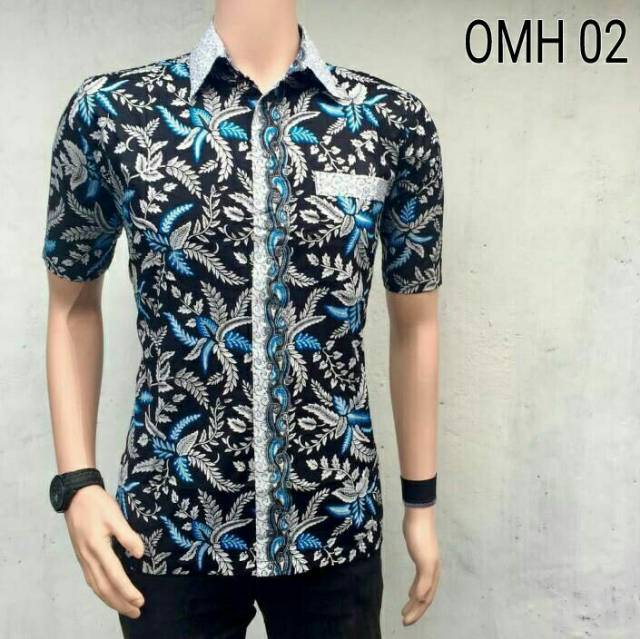 TERBARU Risna Batik HRB026 kenongo kemeja hem pendek padi pekalongan sogan halus M L XL Hem Batik