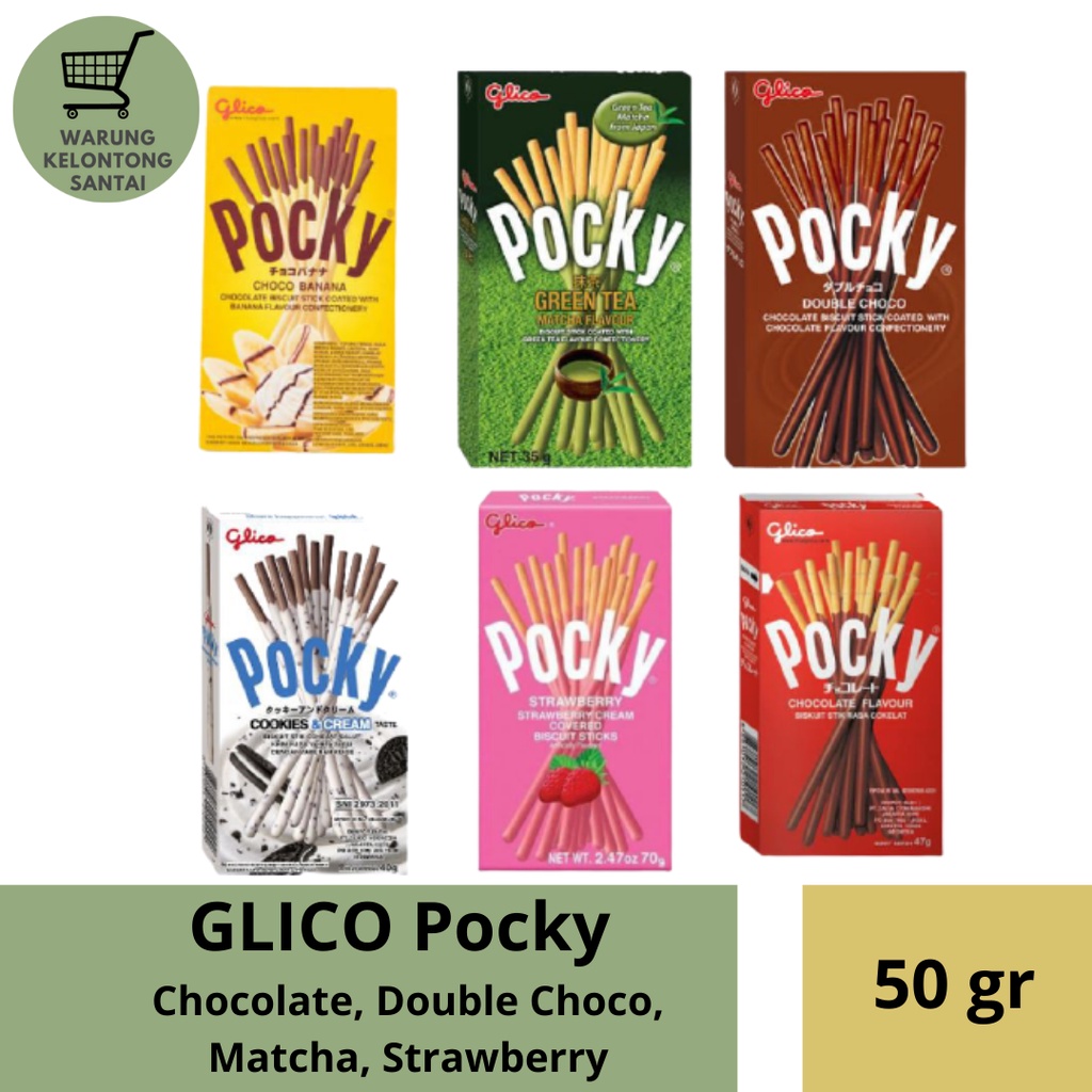 

GLICO Pocky Stick Biskuit 50gr (Chocolate, Double Choco, Matcha, Strawberry)